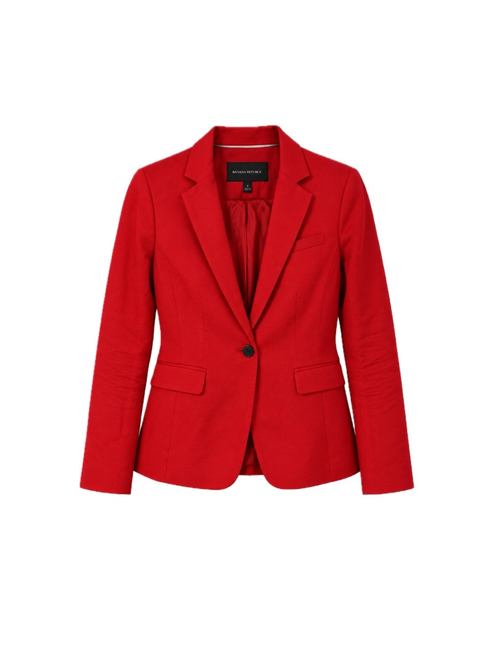 Banana Republic Long and Lean Linen-Cotton Blend Blazer - Red, Size 4
